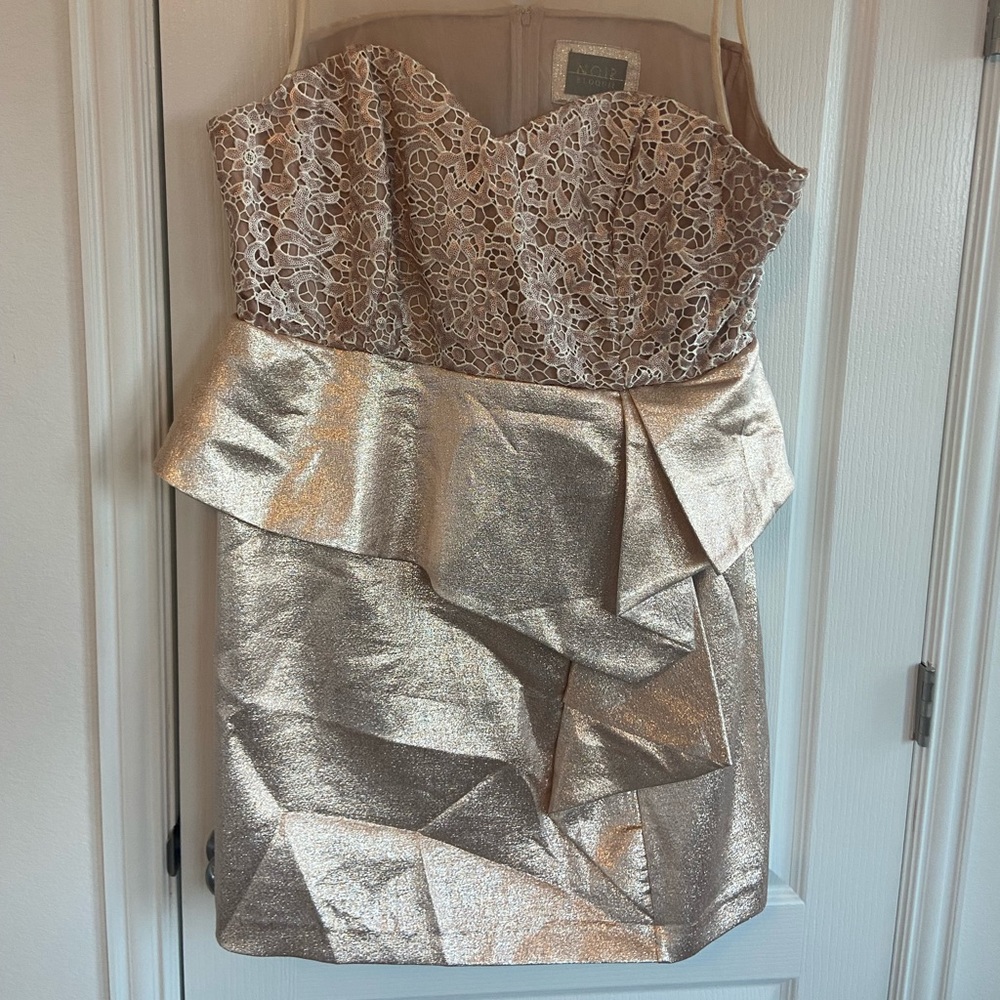 ELOQUII NOIR Collection Metallic Lace Bodice Peplum Minidress